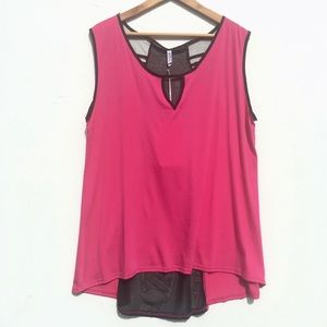 Dila Sleeveless Pink and Black Hi-Lo Top